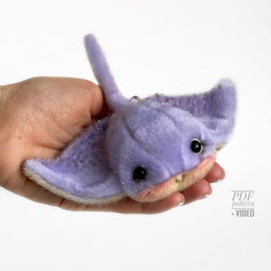 Sting Ray sea animal PDF sewing pattern Video tutorial DIY stuffed toy  kids pattern easy to sew gift for creative friend Christmas ideas