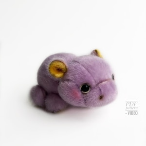 Hippo PDF sewing pattern Video tutorial Hippopotamus DIY stuffed toy pattern kids toy pattern easy to sew