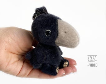 Crow Sewing Pattern PDF & Video Tutorial, 8 cm Miniature