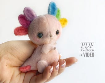 Axolotl Sewing Pattern PDF & Video Tutorial, 9 cm Miniature
