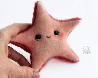 Seastar - PDF sewing pattern,  artist pattern, stuffed toy tutorials, sea star animal, soft toy diy craft kit for adults  gift TSminibears