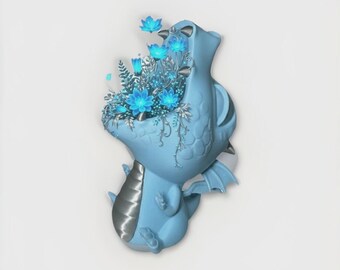 Blue Dragon Planter And Desk Organizer Fantasy Home Office Decor