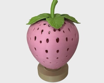 Pink Strawberry Lamp Cozy LED Night Light & Unique Home Decor Dimmable USB