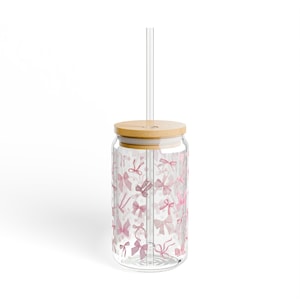 Bicchiere con beccuccio a fiocco, 16 once / Bicchieri ecologici, bicchiere per feste estive, decorazione a fiocco, regalo per lei, tazza riutilizzabile