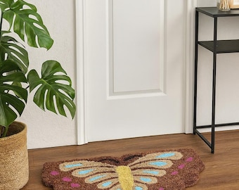 Handmade Tufted Coir Butterfly Rug | Kids Room Decor