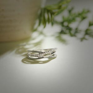 Elegant Criss-Cross Diamond Band in White Gold