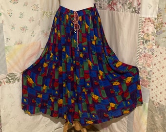 SMALL/MEDIUM/LARGE, Bohemian Hippie Flowerchild Boho Long Full Colorful Skirt