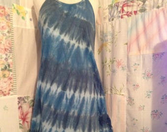 SMALL Dress, Bohemian Hippie Boho Tie dye Cotton Sleeveless Summer Dress