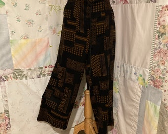 LARGE, Pants, Heavy Cargo Drawstring Boho Hippie  Long Linen Blend Pants with Pockets with Four Pockets