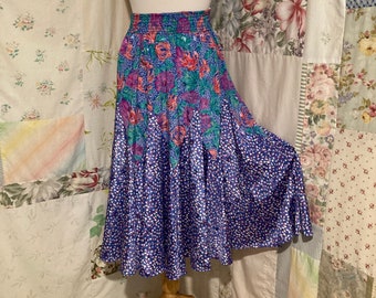 SMALL/MEDIUM Bohemian Hippie Flowerchild Boho Long Full Colorful Skirt