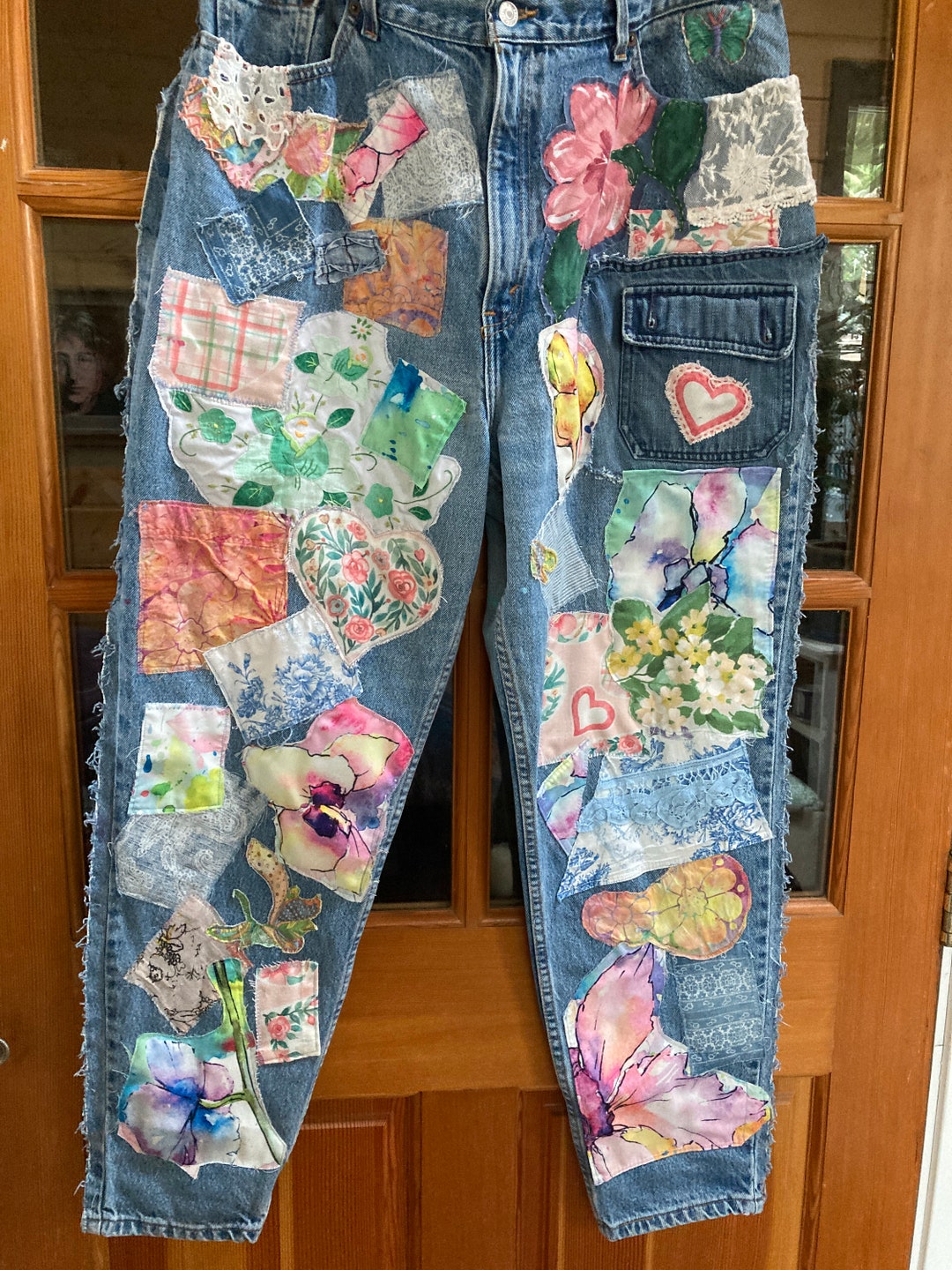 EXTRA LARGE, XXL, Upcycled Levi Strauss Embroidered Patchwork Denim ...