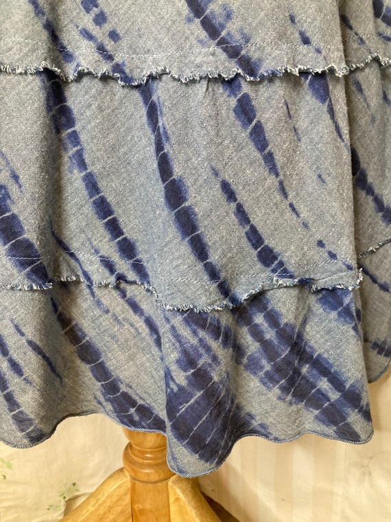 XXL Skirt, Tiered Tie Dyed Blue Hippie Boho Flowe… - image 5