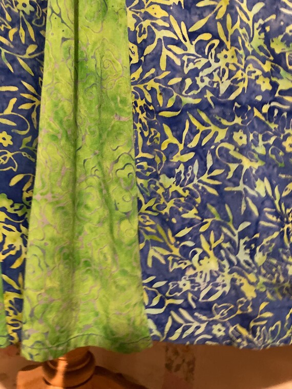 MEDIUM, Patchwork Batik Blue Green Long Full Skirt - image 7