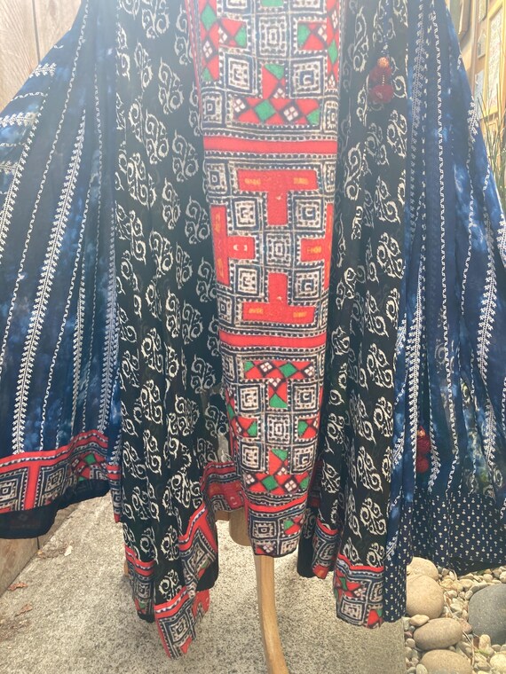 MEDIUM, Long Patchwork Boho Lined Dress with Bead… - image 5