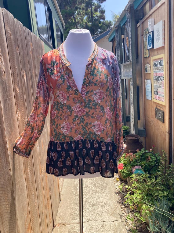 SMALL/MEDIUM Lightweight Embroidered Patchwork Bo… - image 2