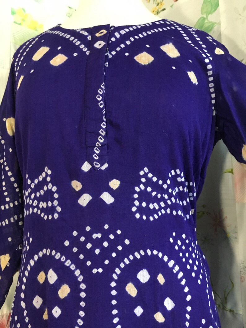 Top Batik Dark Purple Lightweight Cotton Lined Boho Hippie Flowerchild Bohemian Blouse MEDIUM