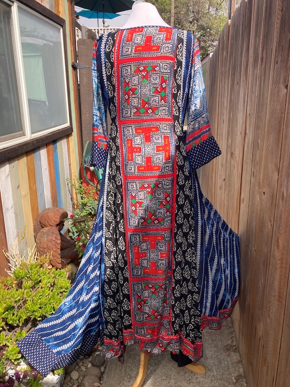 MEDIUM, Long Patchwork Boho Lined Dress with Bead… - image 6