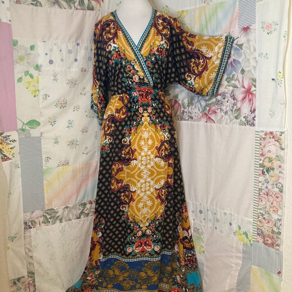 MEDIUM Dress, Bohemian Hippie Long Full Summer Boho Indie Colorful Lightweight Dress