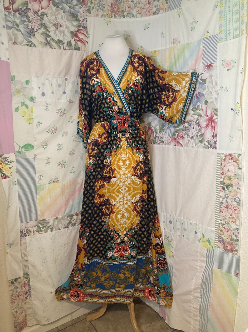 MEDIUM Dress, Bohemian Hippie Long Full Summer Boho Indie Colorful Lightweight Dress