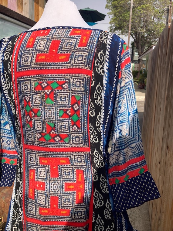 MEDIUM, Long Patchwork Boho Lined Dress with Bead… - image 7