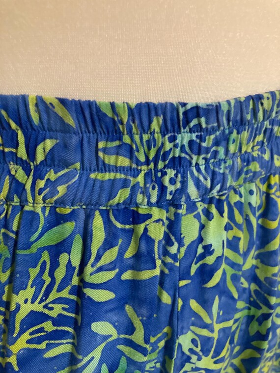 MEDIUM, Patchwork Batik Blue Green Long Full Skirt - image 3