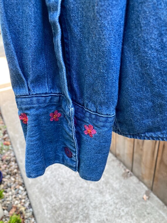 EXTRA LARGE, Denim Jacket with Tiny Beads, Ruffle… - image 5