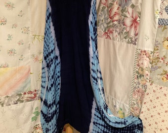 SMALL/MEDIUM/LARGE Pant Dress Lightweight Tie dyed Bohemian Hippie Flowerchild Boho Shades of Blue Indian Pants