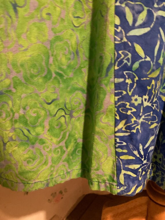 MEDIUM, Patchwork Batik Blue Green Long Full Skirt - image 6