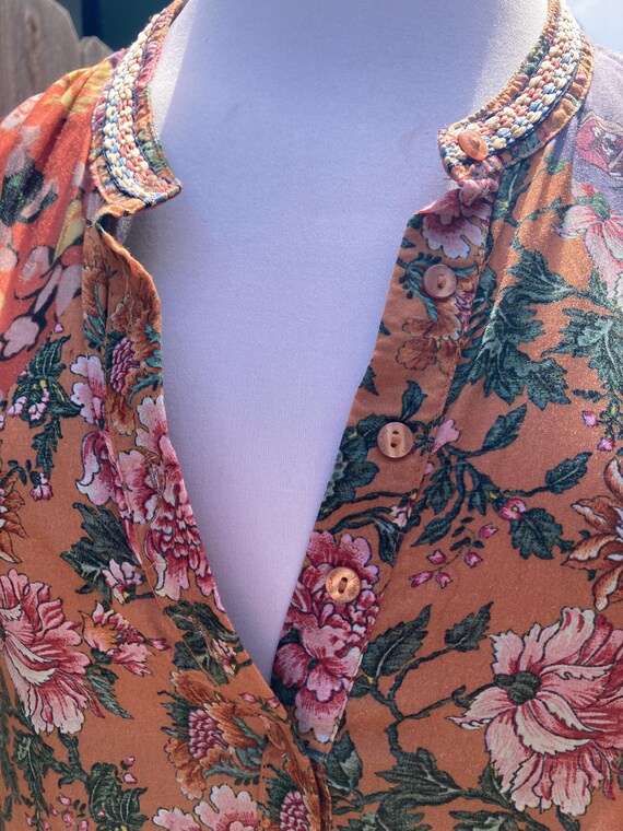 SMALL/MEDIUM Lightweight Embroidered Patchwork Bo… - image 8