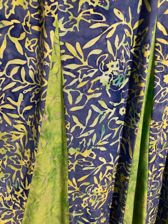 MEDIUM, Patchwork Batik Blue Green Long Full Skirt - image 5