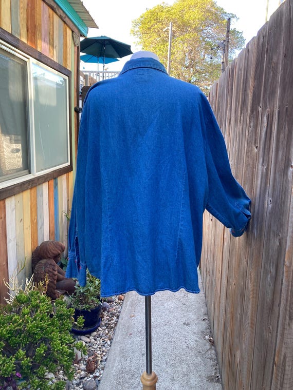EXTRA LARGE, Denim Jacket with Tiny Beads, Ruffle… - image 4