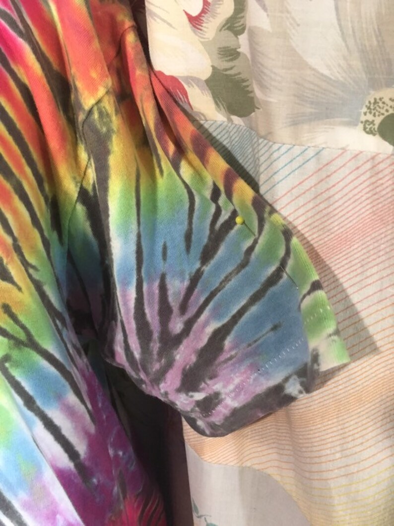 MEDIUMLARGE Hippie Sleepwear Long T-Shirt Long Nightgown Tie Dyed Cotton