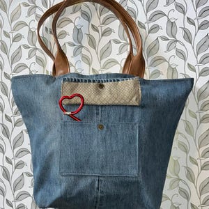 Extra Große Einkaufstasche aus recyceltem Denim, umweltfreundlich, geräumig