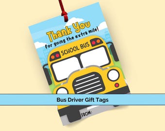 Bus Driver Gift, Bus Driver Gift Tags, Christmas Gift Tags, Gift for Bus Driver, Staff Appreciation, Christmas Printable, Last Day of School