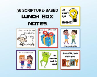 Lunch Box Notes Scripture Based, Kids Printable Lunch Box Notes, Classroom Notes, Teacher Printables, Scripture Based Tags, Scripture Card
