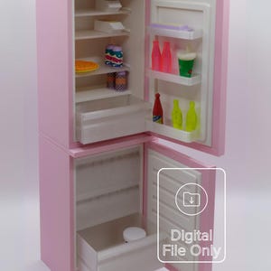 1:6 Scale Dollhouse Refrigerator & Freezer STL File - Barbie Miniature 3D Print
