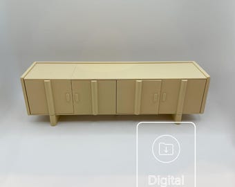 Moderne tv-kast op schaal 1:6 STL-bestand || Poppenhuis miniatuur Barbie woonkamermeubilair || DIGITALE DOWNLOAD