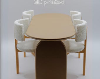 1:6 Scale Modern Dining Set – 3D Printed Dollhouse Furniture for Barbie, Blythe, Poppy Parker