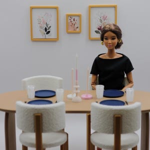 1:6 Scale Dining Table, Bench & Chairs STL File – Miniature Dollhouse ...