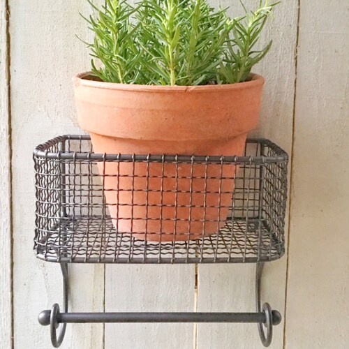 Basket & Towel Rod Bathroom Organization Kitchen Etsy