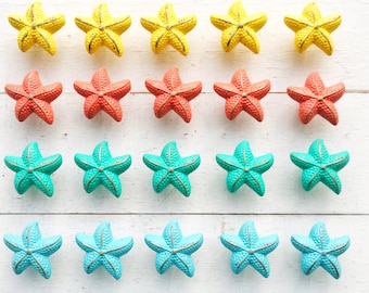 Bright Color Starfish Drawer Knob ,Small and Large Chic Distressed Metal-Lavendar Seaside Cottage-Nautical Childrens Room-Coastal Bathroom