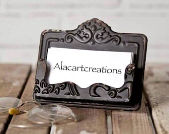 Victorian Black Ornate Office Business Card Holder , Business Cards , Creamy Metal , Office Gift , Business Gift , Shabby Chic Office Decor