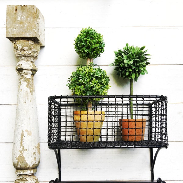 Jet Black Ebony Black, Shabby Chic Wire Basket , Lotion Holder, Wall Basket , Towel Bar ,Hand Towel Holder, Pink Peonies, Shabby Chic Iron ,
