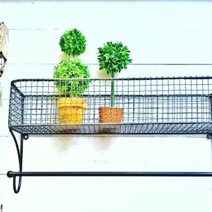 Gunmetal Grey Large Urban Loft Wire Basket ,Lotion Holder ,Small Bathroom, Metal, Wall Basket ,Towel Bar,Hand Towel Holder, Shabby Chic Iron