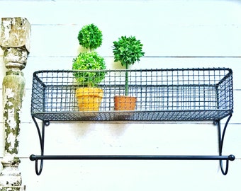 Gunmetal Grey Large Urban Loft Wire Basket ,Lotion Holder ,Small Bathroom, Metal, Wall Basket ,Towel Bar,Hand Towel Holder, Shabby Chic Iron