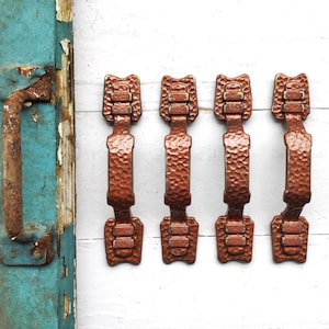 Copper Hammered , Antique Hammered Copper Metal Handles Pulls , Industrial Look , Rustic Vintage , Country Dresser , Copper Bronze , Spring