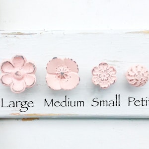 Blushing Pink Flower Knobs , Shabby Chic Dresser Drawer Pulls Knob Handles ,Vintage Pink , Light Pink  Knobs , Winter Pink  Home