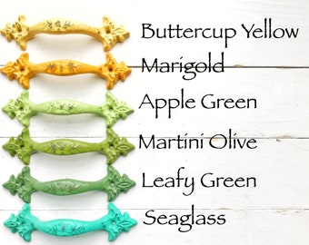 Shabby Chic Dresser Drawer Pulls Handles , Colorful Hardware , Rustic Cottage Bedroom , Cabinet Handle Pull Decorative Furniture Hardware