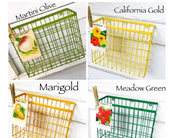 Wall Magazine Rack Wire Hanging File Holder New Office Organization Bright Green Metal , Wall Organizer , Chicken Wire Basket Bright Yellow