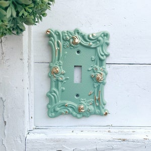 Light Switch Cover, In SAGE GREEN Switch Cover, Lightswitch Cover, Light Switch Cover Plates,Shabby Chic,Custom Light Switch Cover image 1